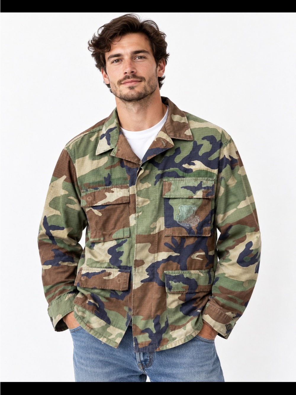 Vintage U.S. Army Camouflage Field Jacket - Green, Brown, Black
